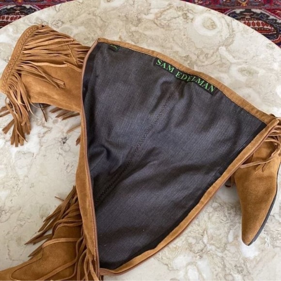 Suede Knee High Riding Style Boots "URI" Camel Womens 6 Sam Edelman Rockabilly - Picture 4 of 13